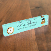 Persoonlijk schattig juffrouw kleuterschoolleraar naambordje (Zijkant)