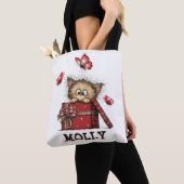 Persoonlijk Schattig Kitten met Vlinders Tote Bag (Dichtbij)