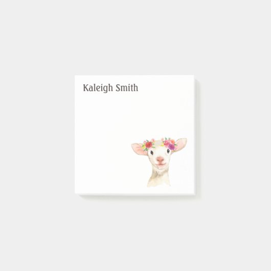Persoonlijk Schattig Schaap / Lam Paarse Bloemen Post-it® Notes (Voorkant)