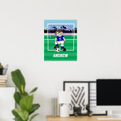 Persoonlijk schattig voetbaljongetje poster (Thuiskantoor)
