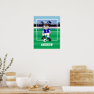 Persoonlijk schattig voetbaljongetje poster