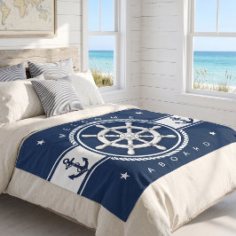 Persoonlijk scheepsanker Navyblauw Fleece Deken