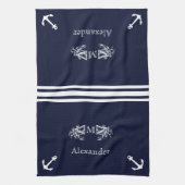 Persoonlijk scheepvaart navy blauw wit krabanker K Theedoek (Verticaal)