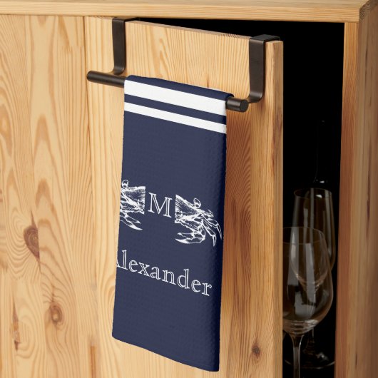 Persoonlijk scheepvaart navy blauw wit krabanker K Theedoek (Derde Gevouwen)