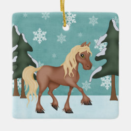 Persoonlijk schitterend Cute Brown Horse Snowy Ker Keramisch Ornament