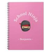 Persoonlijk school Ninja kind notitieboek Roze oms (Voorkant)