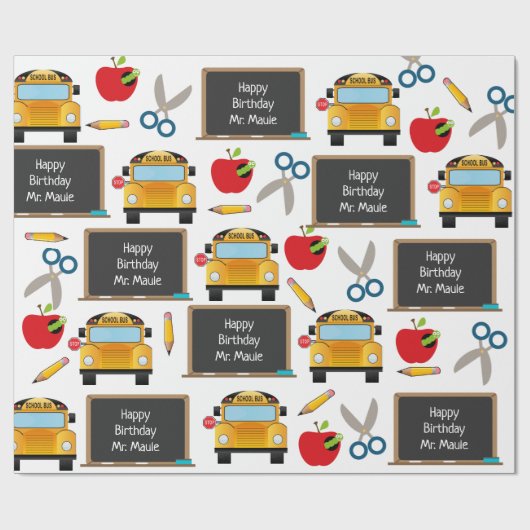 Persoonlijk schoolbord cadeaupapier (Vlak)