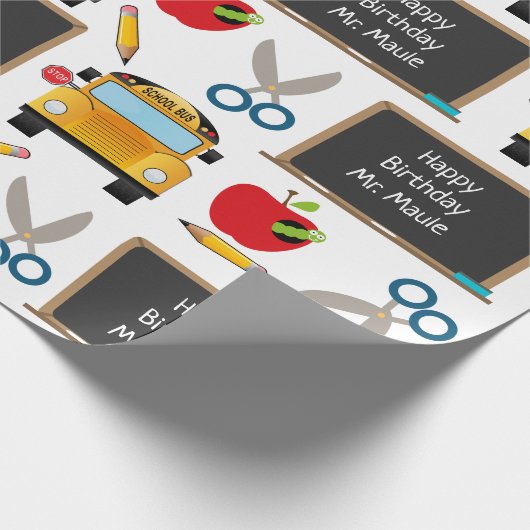 Persoonlijk schoolbord cadeaupapier (Hoek)