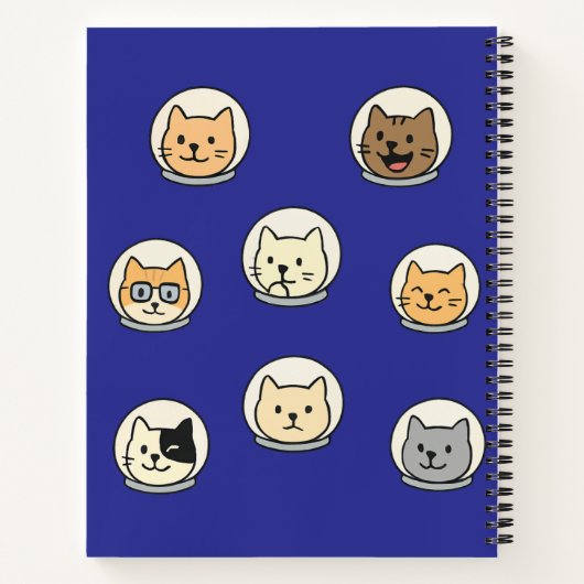 Persoonlijk schoolschrift met malse kat astronaut notitieboek (Achterkant)