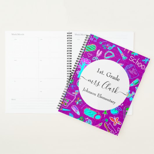 Persoonlijk schoolthema docent les planner (Display)