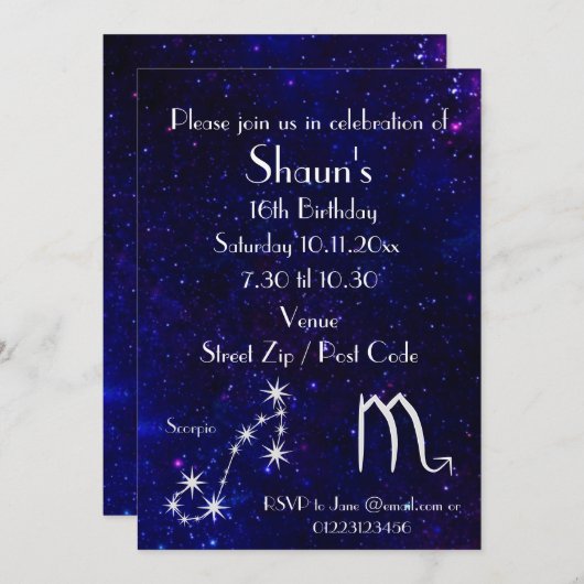 Persoonlijk Schorpioen Sterrenbeeld Galaxy Feest Kaart (Voorkant / Achterkant)