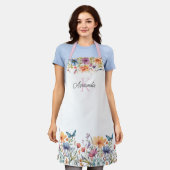 Persoonlijk Schort met Bloemen en Vlinders (Gedragen)