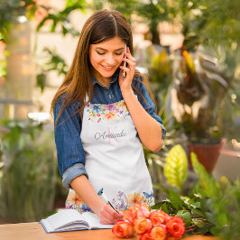 Persoonlijk Schort met Bloemen en Vlinders