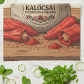 Persoonlijk schort met Hongaarse Kalocsai Paprika Theedoek (Gevouwen)