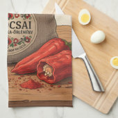 Persoonlijk schort met Hongaarse Kalocsai Paprika Theedoek (Quarter Fold)