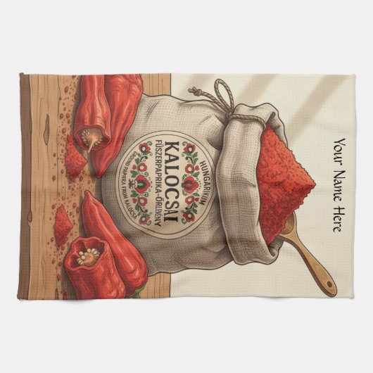 Persoonlijk schort met Hongaarse Kalocsai Paprika Theedoek (Horizontaal)