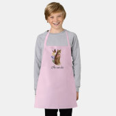 Persoonlijk Schort met Tuin Kat Roze Print (Gedragen)