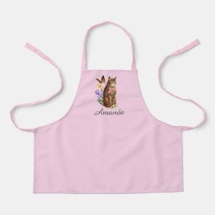 Persoonlijk Schort met Tuin Kat Roze Print