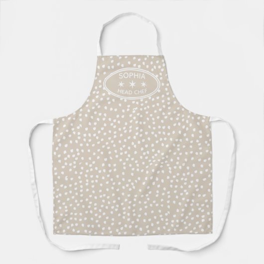 Persoonlijk schort voor hoofdchef Modern Boho beig (Voorkant)