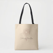 Persoonlijk Schrift Cute Daisy Beige Elegant Tote Bag (Voorkant)