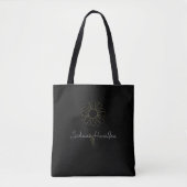 Persoonlijk Schrift Cute Daisy Zwart Elegant Tote Bag (Voorkant)