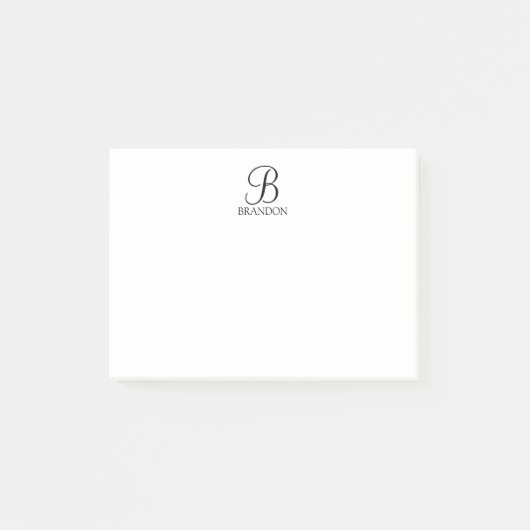 Persoonlijk Schrift Monogram en Naam Notitieboek Post-it® Notes (Voorkant)
