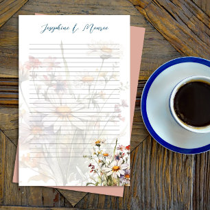 Persoonlijk schrijfpapier met wilde bloemen en lij briefpapier