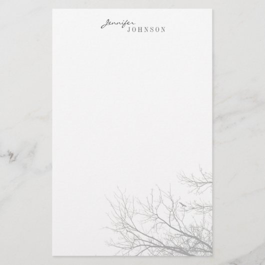 Persoonlijk schrijfpapier van de boom Silhouette Briefpapier (Voorkant)