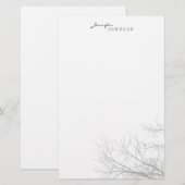Persoonlijk schrijfpapier van de boom Silhouette Briefpapier (Voorkant / Achterkant)
