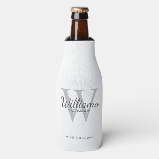 Persoonlijk script Bruidsjonkers naam en monogram Flesjeskoeler (Fles Voorkant)