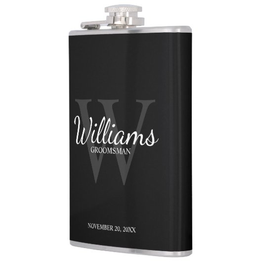 Persoonlijk script Bruidsjonkers naam en Monogram Heupfles (Links)