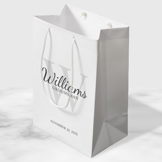 Persoonlijk script Bruidsjonkers naam en Monogram Medium Cadeauzakje