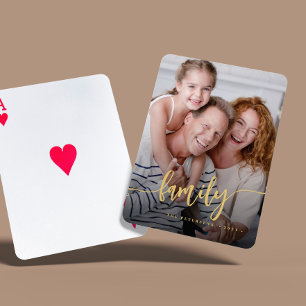 Persoonlijk script foto van een modern gezin pokerkaarten