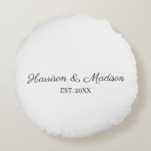 Persoonlijk script koppel naam datum Trouwen Rond Kussen (Achterkant)