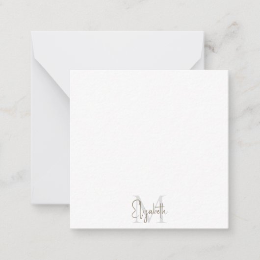 Persoonlijk script monogram blanco notitie notitiekaartje (Voorkant)