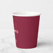 Persoonlijk Script Monogram en Naam Burgundy Red Papieren Bekers (Links)