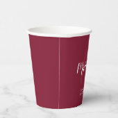 Persoonlijk Script Monogram en Naam Burgundy Red Papieren Bekers (Rechts)