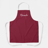 Persoonlijk Script Monogram en Naam Burgundy Red Schort (Voorkant)