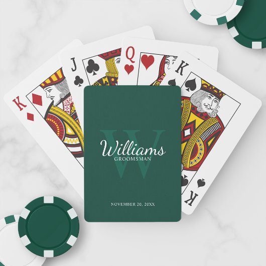 Persoonlijk script Naam bruidsjonker en monogram Pokerkaarten