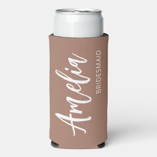Persoonlijk script Naam Mocha Brown vrijgezellenfe Seltzer Blikjeskoeler (Seltzer Voorkant)