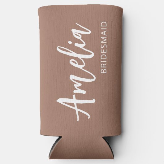 Persoonlijk script Naam Mocha Brown vrijgezellenfe Seltzer Blikjeskoeler (Voorkant)