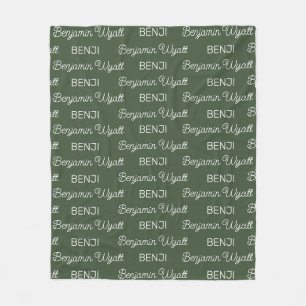 Persoonlijk script naam voor jongens groen fleece deken