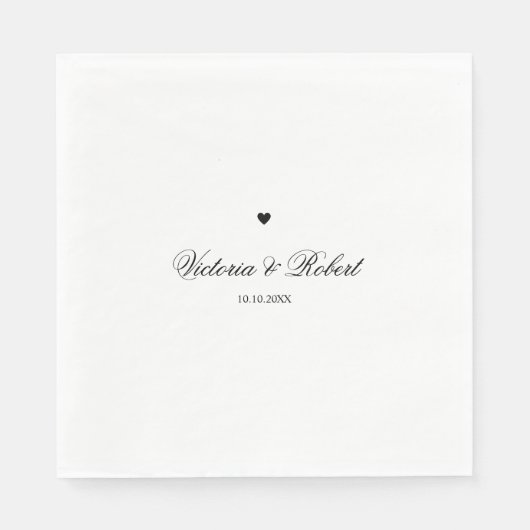 Persoonlijk Script Zwart en Wit Hart Servet (Voorkant)