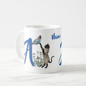 Persoonlijk Siamese Kat Monogram Initiaal A Koffiemok (Voorkant links)