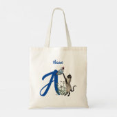 Persoonlijk Siamese Kat Monogram Initiaal A Tote Bag (Achterkant)