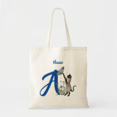 Persoonlijk Siamese Kat Monogram Initiaal A Tote Bag (Voorkant)
