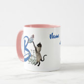 Persoonlijk Siamese Kat Monogram Initiaal B Mok (Voorkant links)