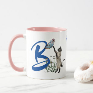 Persoonlijk Siamese Kat Monogram Initiaal B Mok