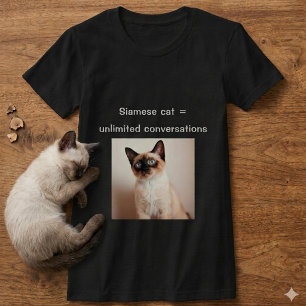 Persoonlijk Siamese Kat T-shirt Aangepast Foto Cad