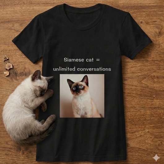 Persoonlijk Siamese Kat T-shirt Aangepast Foto Cad